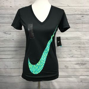 NEW Nike Dri-Fit Black V-Neck Training T-Shirt XS